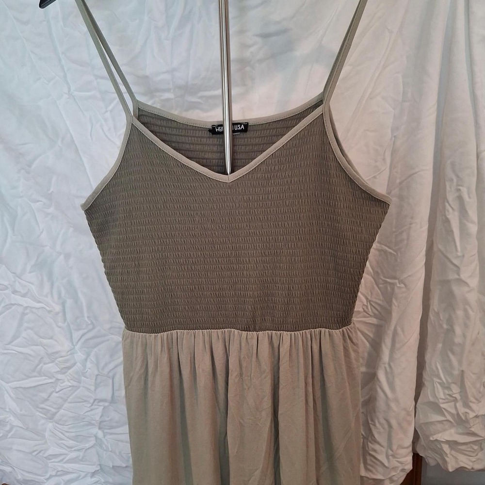 Heimish Green Smocked Top with Non-Adjustable Straps. Size Small.